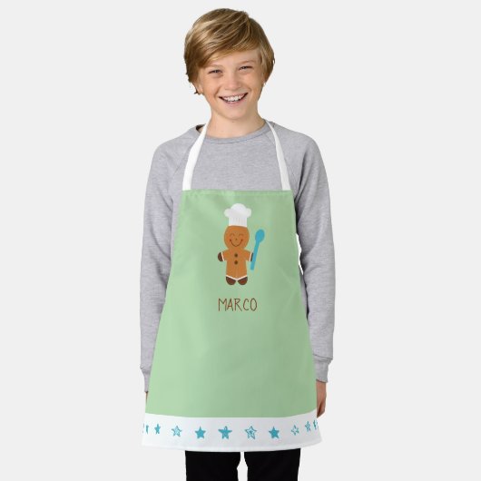 Personalized Gingerbread Chef Kids Apron Schürze (Getragen)