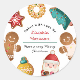 Personalized Gingerbread Christmas Cookies Baking Runder Aufkleber