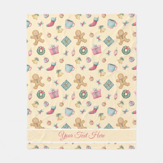 Personalized Gingerbread Christmas Fleece Blanket (Vorderseite)