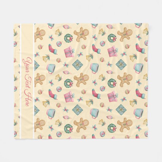 Personalized Gingerbread Christmas Fleece Blanket (Vorderseite (Horizontal))