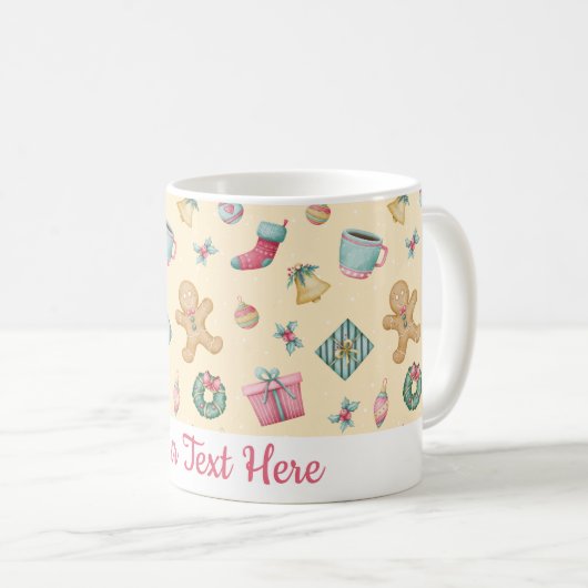 Personalized Gingerbread Christmas Mug Kaffeetasse (VorderseiteRechts)
