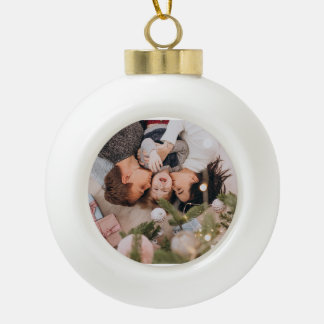 Personalized Gingerbread Christmas Snowflake Frame Keramik Kugel-Ornament