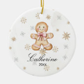 Personalized Gingerbread Cookie Winter Snowflake Keramik Ornament (Vorne)