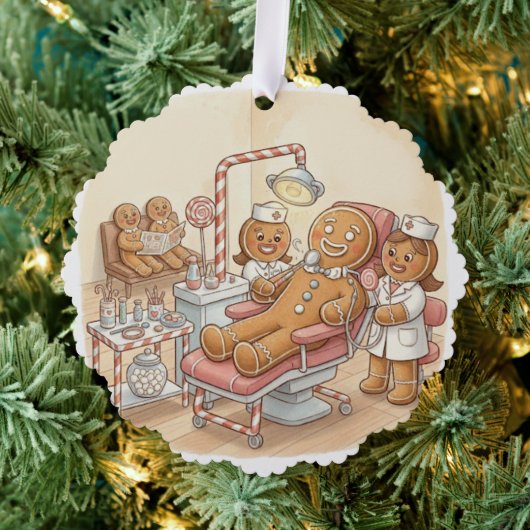 Personalized Gingerbread Dentist Christmas Card Ornament Karte (Insitu (Baum))