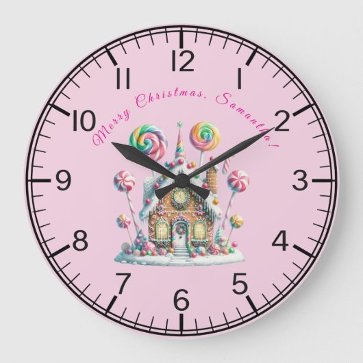 Personalized Gingerbread House Wall Clock Große Wanduhr (Vorderseite)