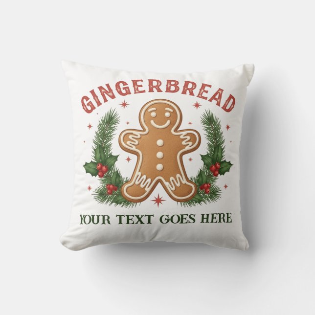 Personalized Gingerbread Man Christmas Kissen (Vorderseite)