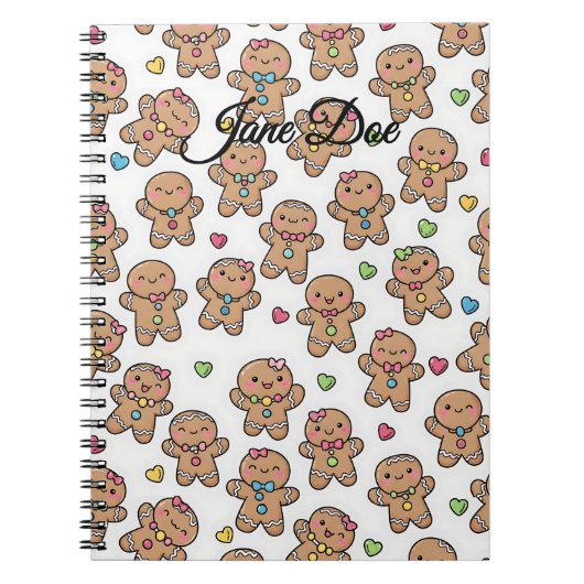 Personalized Gingerbread Men Christmas Notebook Notizblock (Vorderseite)