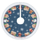 Personalized Gingerbread Village Brushed Polyester Polyester Weihnachtsbaumdecke (Vorderseite)