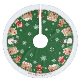 Personalized Gingerbread Village Brushed Polyester Weihnachtsbaumdecke