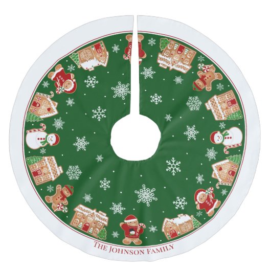 Personalized Gingerbread Village Brushed Polyester Weihnachtsbaumdecke (Vorderseite)