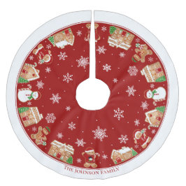 Personalized Gingerbread Village Polyester Weihnachtsbaumdecke