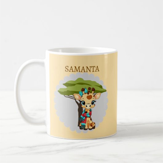 Personalized Giraffe in the Savanna Mug Kaffeetasse (Links)