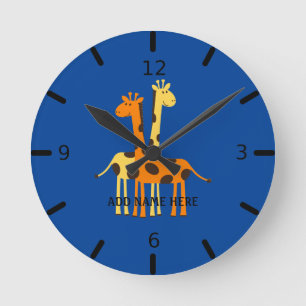 Personalized Giraffe Large Clock Runde Wanduhr