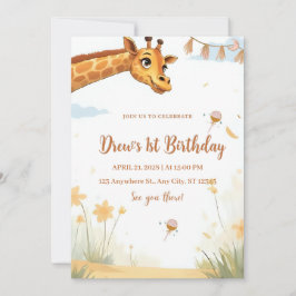 Personalized Giraffe Safari Birthday Invitation Einladung