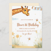 Personalized Giraffe Safari Birthday Invitation Einladung (Vorne/Hinten)