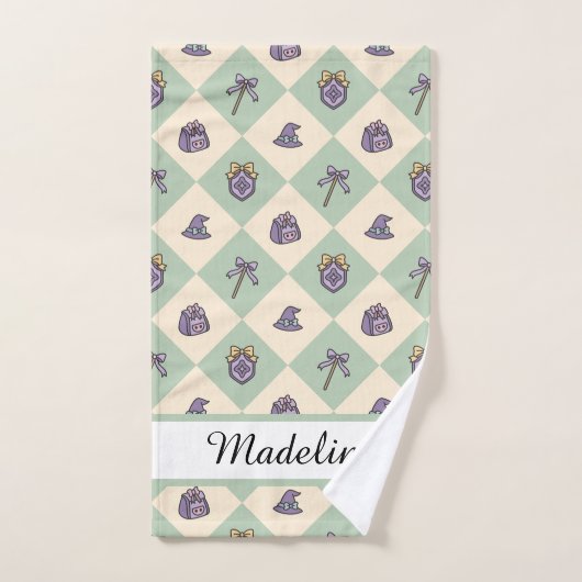 Personalized Girl Academy Checkered Mint Green  Handtuch (Handtuch)