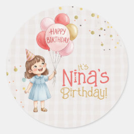 Personalized Girl Birthday Party Sticker