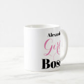 Personalized Girl Boss Pink Black Elegant Script  Kaffeetasse (VorderseiteRechts)