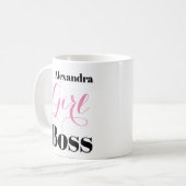 Personalized Girl Boss Pink Black Elegant Script  Kaffeetasse (Vorderseite Links)