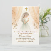 Personalized Girl Christening Einladung (Stehend Vorderseite)