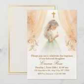 Personalized Girl Christening Einladung (Vorne/Hinten)