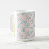 Personalized Girl Cute Bow Name Blue Pink Kaffeetasse (Vorderseite Links)