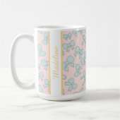 Personalized Girl Cute Bow Name Blue Pink Kaffeetasse (Links)