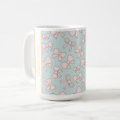 Personalized Girl Cute Bow Name Blue Pink Kaffeetasse (Vorderseite Links)