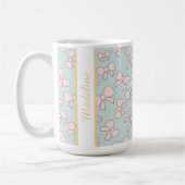 Personalized Girl Cute Bow Name Blue Pink Kaffeetasse (Links)