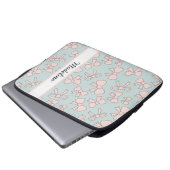 Personalized Girl Cute Bow Name Blue Pink Laptopschutzhülle (Vorne Knopf)