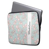 Personalized Girl Cute Bow Name Blue Pink Laptopschutzhülle (Vorderseite Links)