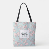 Personalized Girl Cute Bow Name Blue Pink Tasche (Rückseite)