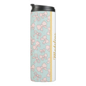 Personalized Girl Cute Bow Name Blue Pink Thermosbecher (Nach rechts gedreht)