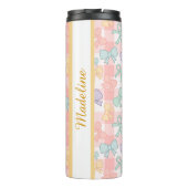 Personalized Girl Cute Bow Name Gingham Thermosbecher (Rückseite)