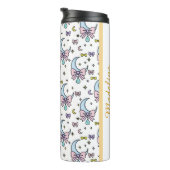 Personalized Girl Cute Bow Name Moons White Thermosbecher (Nach rechts gedreht)