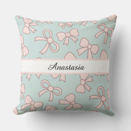 Personalized Girl Cute Pretty Bow Name Blue Pink Kissen