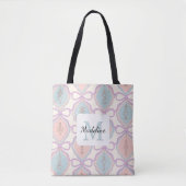 Personalized Girl Pastel Cute Bow Name Blue Pink Tasche (Vorderseite)