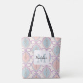 Personalized Girl Pastel Cute Bow Name Blue Pink Tasche (Rückseite)