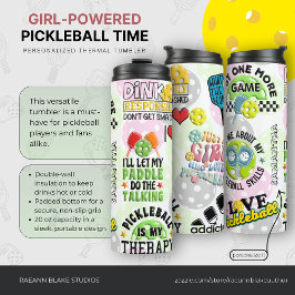 Personalized "Girl-Powered Pickleball Time" Thermosbecher