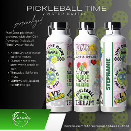 Personalized "Girl-Powered Pickleball Time" Trinkflasche