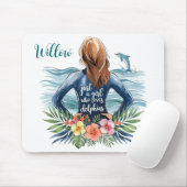 Personalized Girl Who Loves Dolphins Mousepad (Mit Mouse)