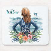 Personalized Girl Who Loves Dolphins Mousepad (Vorne)