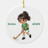 Personalized Girls Field Hockey Player Keramik Ornament (Hinten)