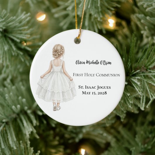 Personalized Girls First Holy Communion Keramik Ornament (Baum)