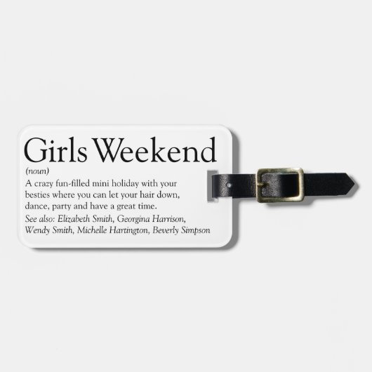 Personalized Girls Weekend Definition Tote Bag Gepäckanhänger (Vorderseite horizontal)