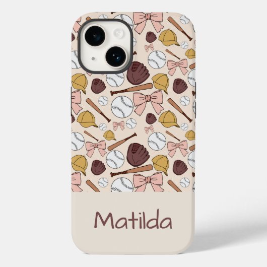 Personalized Girly Baseball Bow Pattern Phone Case (Rückseite)
