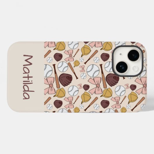 Personalized Girly Baseball Bow Pattern Phone Case (Rückseite (Horizontal))