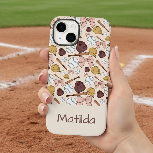 Personalized Girly Baseball Bow Pattern Phone Case