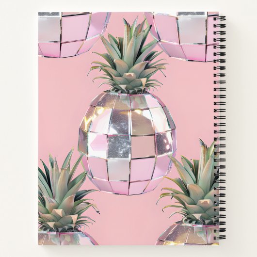 Personalized Glam Disco Pineapple Pink Metallic Notizblock (Rückseite)