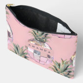 Personalized Glam Disco Pineapple Pink Metallic Zubehörtasche (Offen)